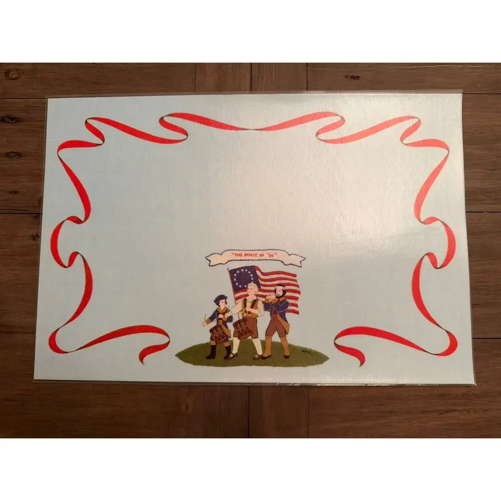 6 Plastic coated PLACEMATS 1776‎ Bicentennial SPIRIT OF '76 - Rosetta Valone